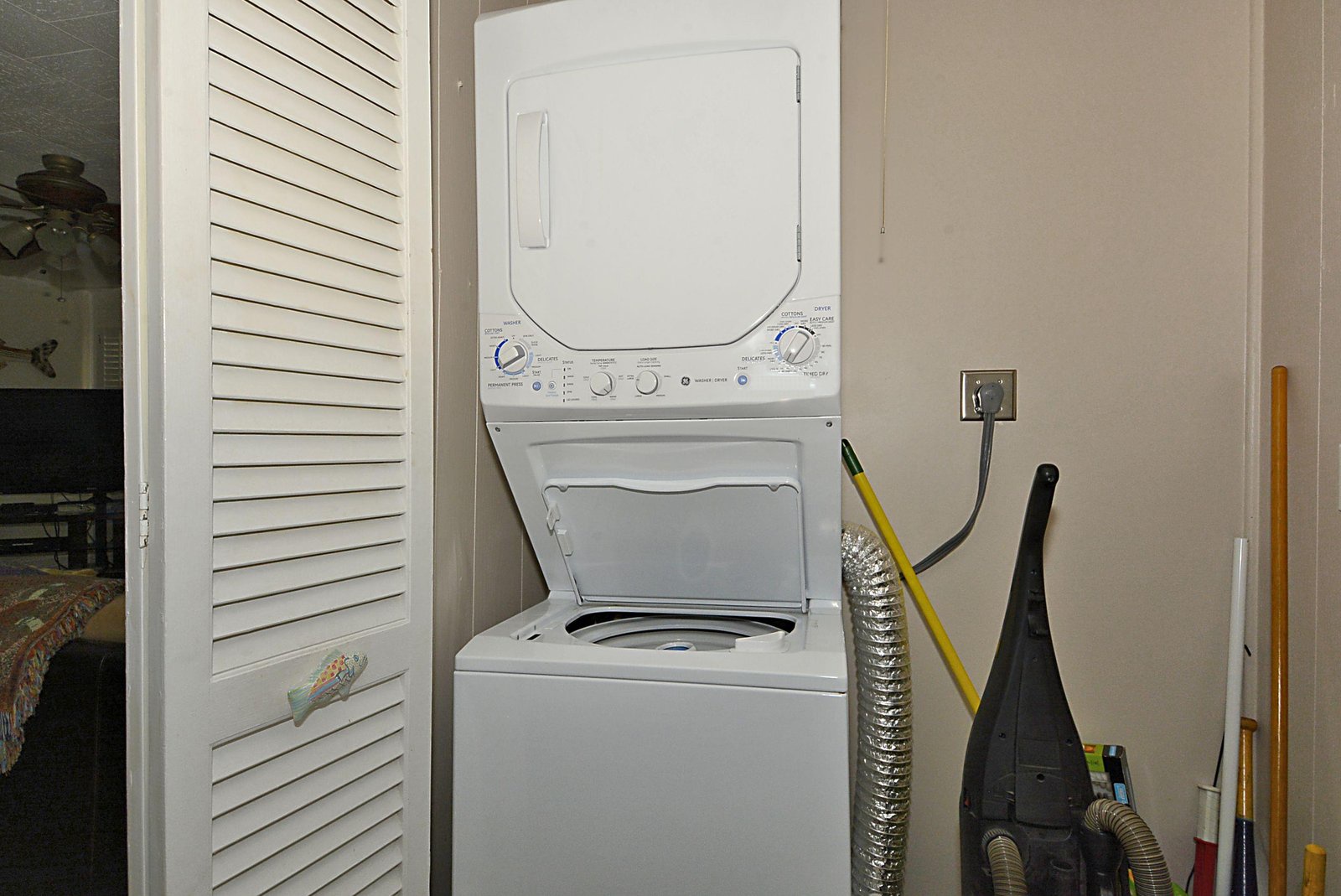 Your stay includes convenient in-unit laundry—a stacked washer and dryer ready for your use, tucked neatly into a corner for easy access during your getaway.