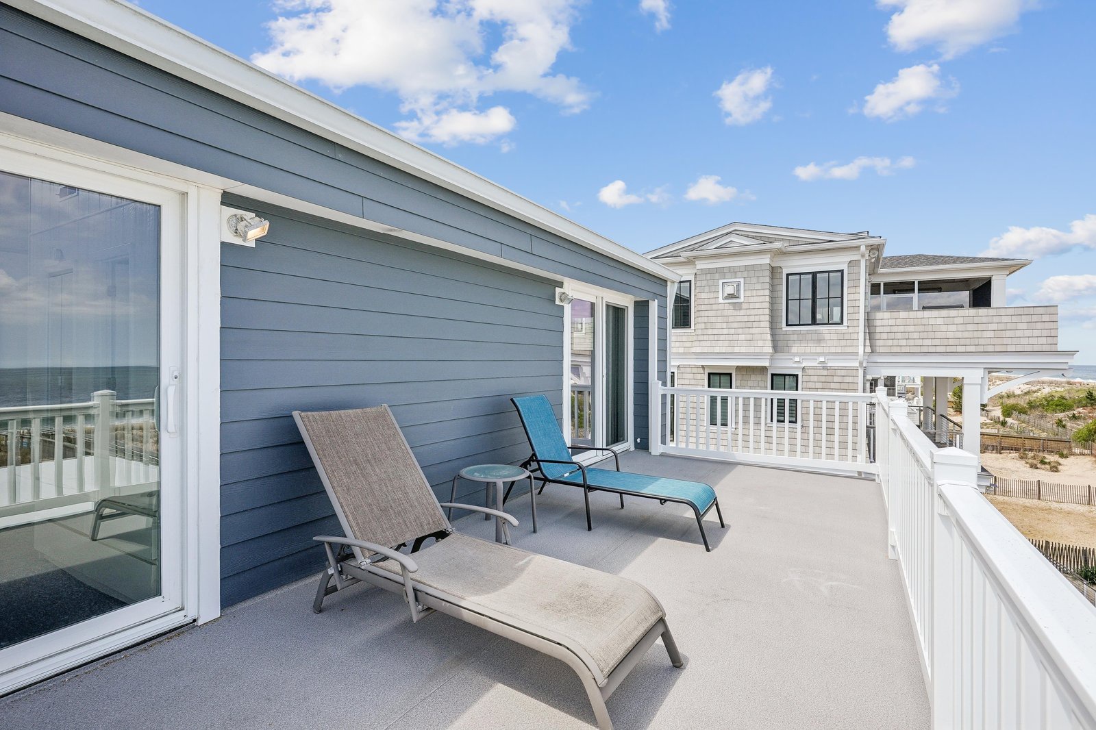 Stretch out on your private deck and soak up the sunshine with ocean breezes just steps away. Two lounge chairs await for lazy afternoons by the sea.
