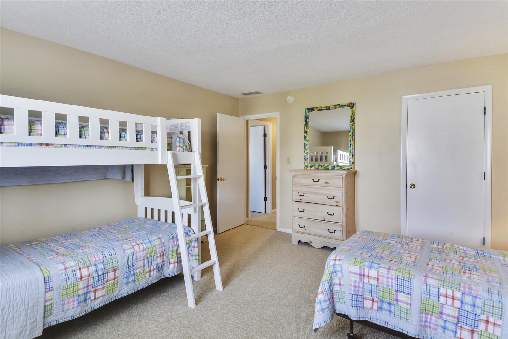Your little ones will love bunking here—cozy beds, playful linens, and plenty of space to unwind after days full of adventure and family fun.