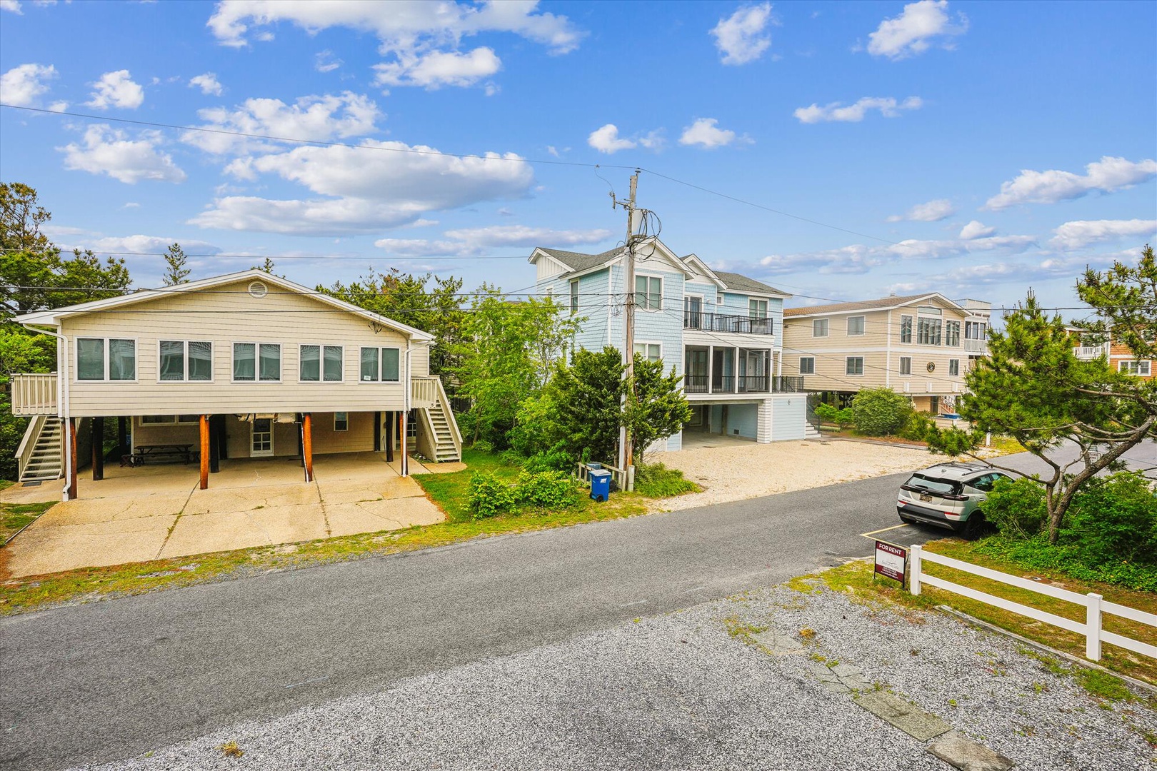 Coastal rental property nestled in a quiet neighborhood with convenient parking and easy beach access.