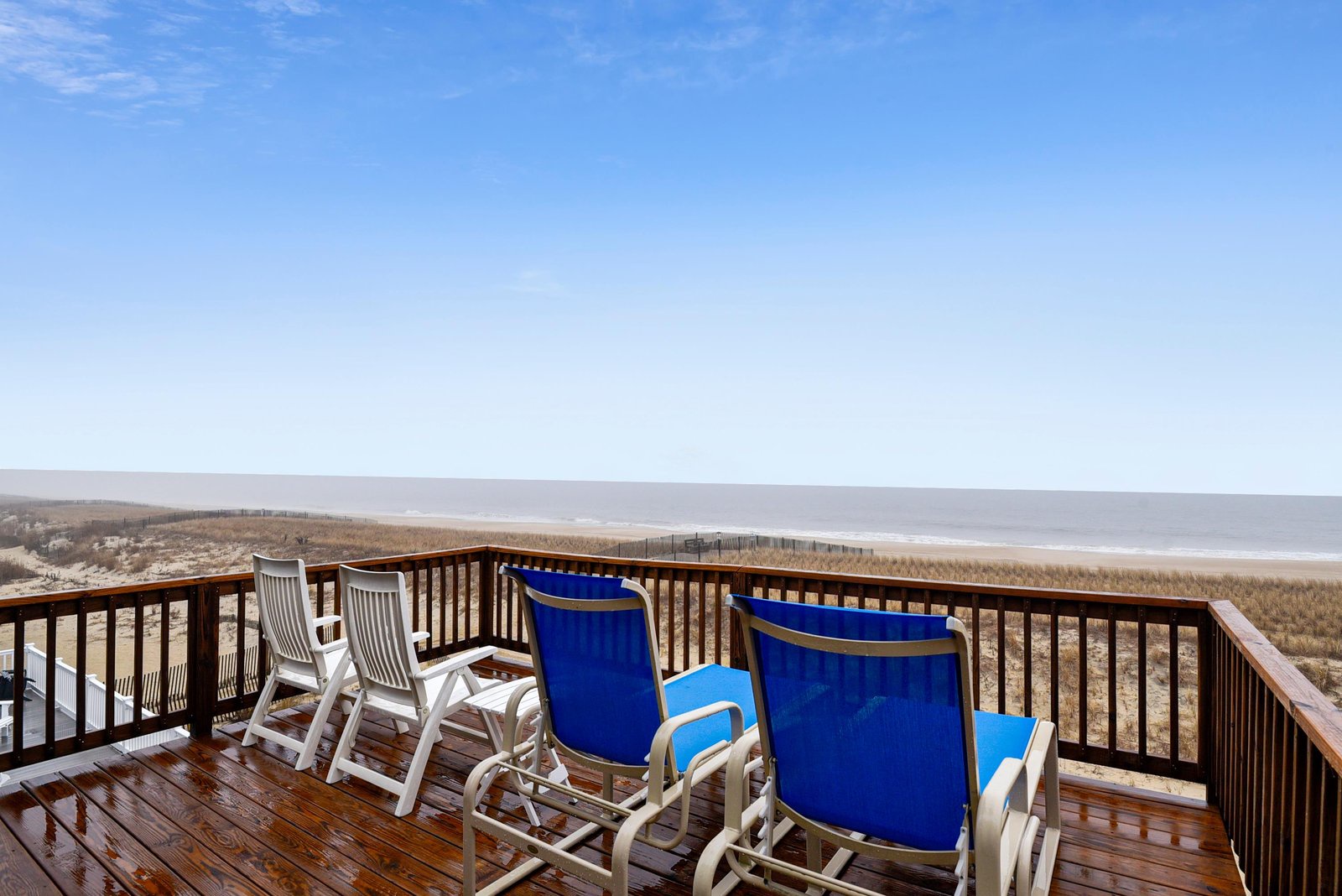 Step onto your private oceanfront deck and settle into a rocker, where endless coastal views stretch to the horizon. Listen to the waves and feel the sea breeze as you sip your morning coffee or watch the day fade into evening.