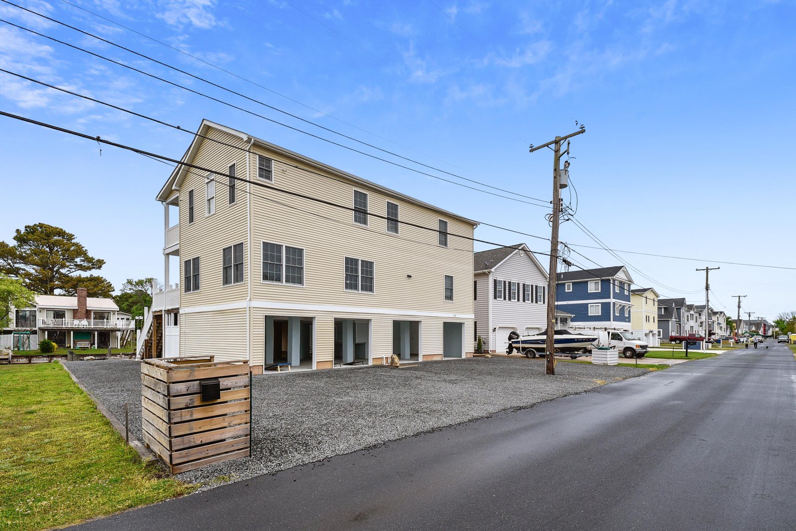 A coastal neighborhood setting where this property sits among other vacation homes, offering convenient access to nearby beach communities.
