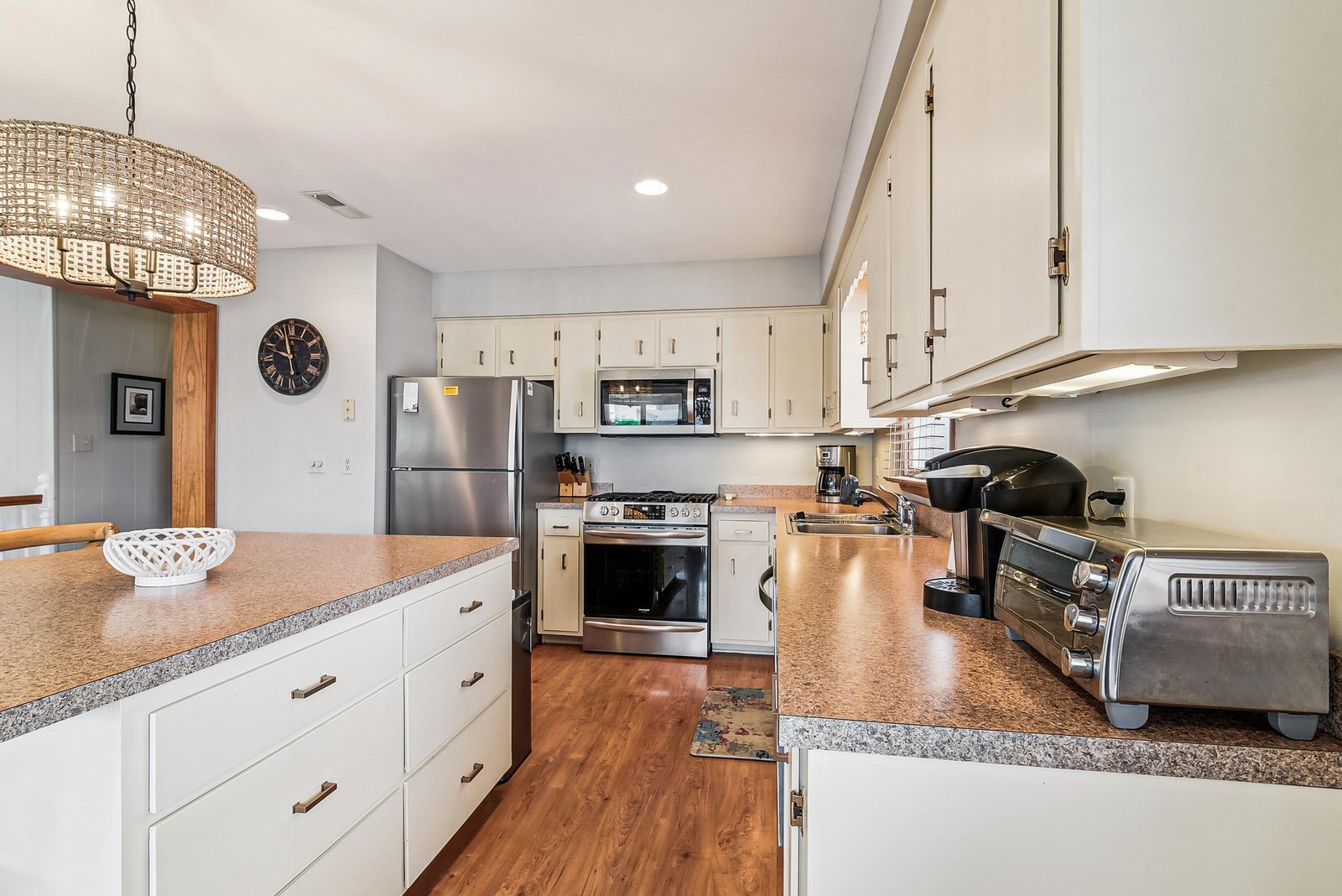 Your fully equipped kitchen awaits, featuring stainless steel appliances, ample counter space, and everything you need to prepare your favorite meals during your stay.