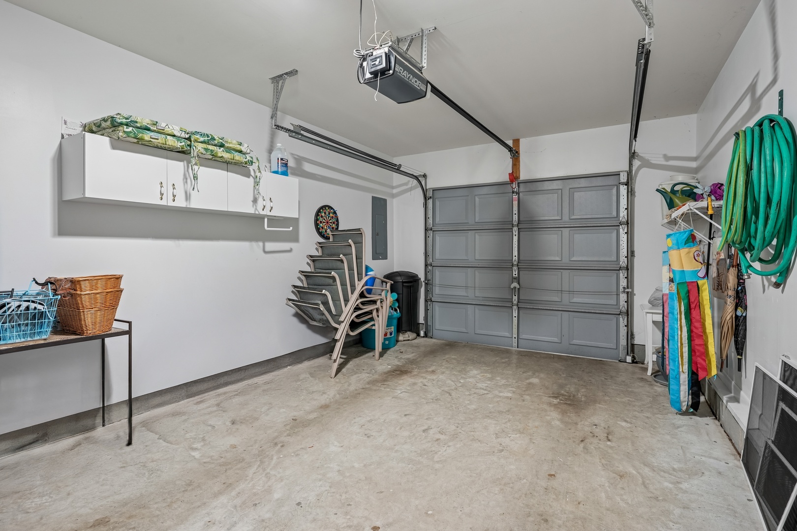 Spacious garage with organized storage solutions and room for your vehicle plus all your beach gear and vacation essentials.