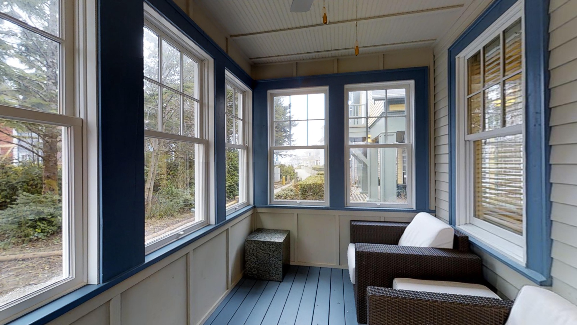 Enclosed porch seating