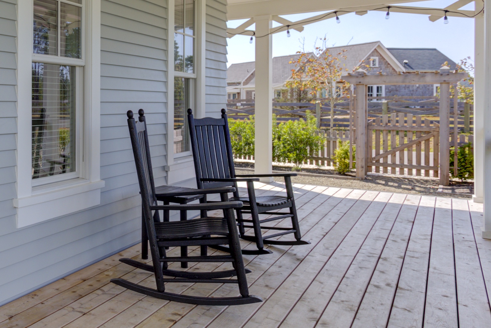 Outdoor seating on covered deck