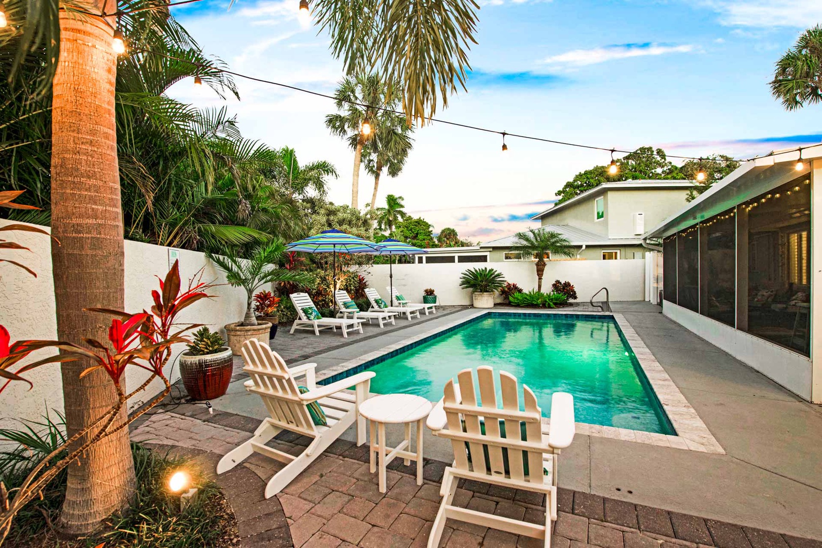 Twilight Shot of Private Heated Pool