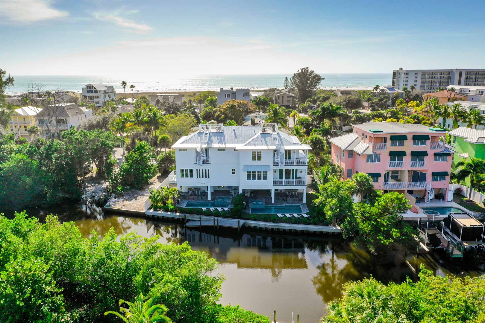 Rear view of the home from above