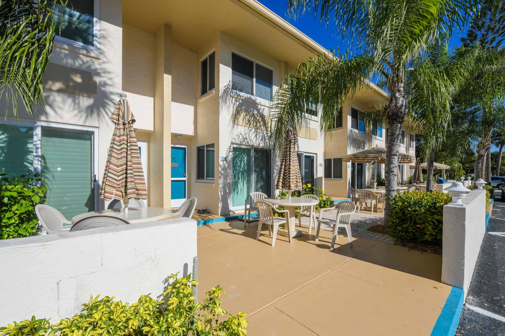 Patio area and Front Entrance to Condo