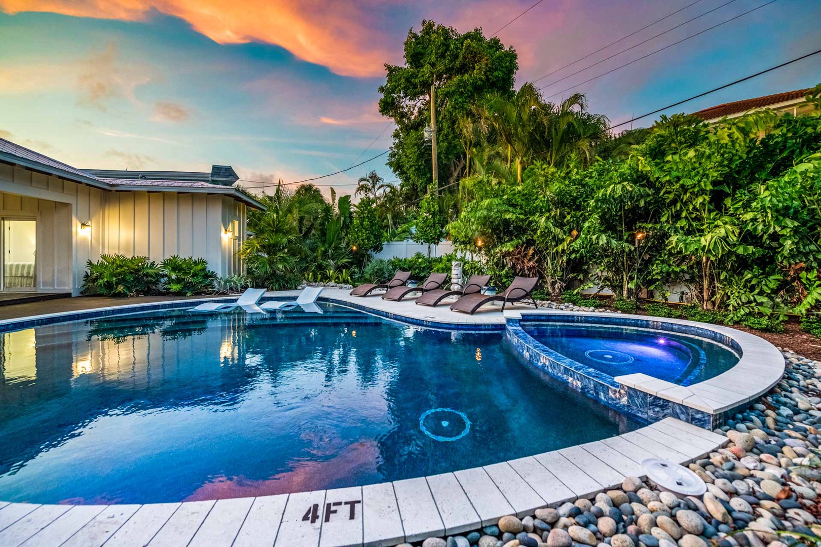 Pool Area at Sunset
