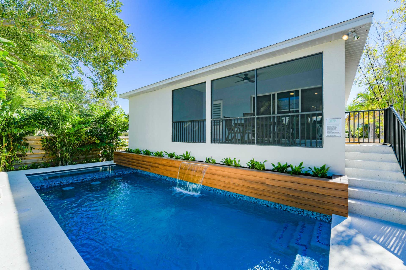 Private Pool and Spa with Waterfall, Swim Up Bar