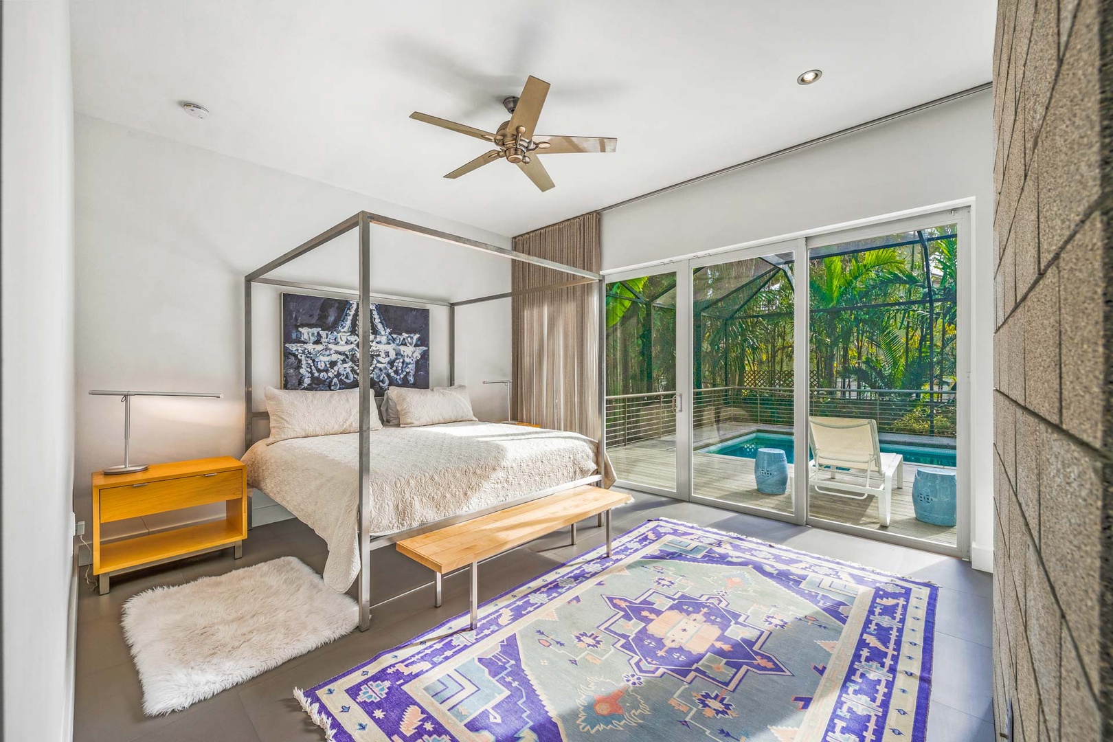 Master Bedroom - King Bed with Pool View and Sliding Door