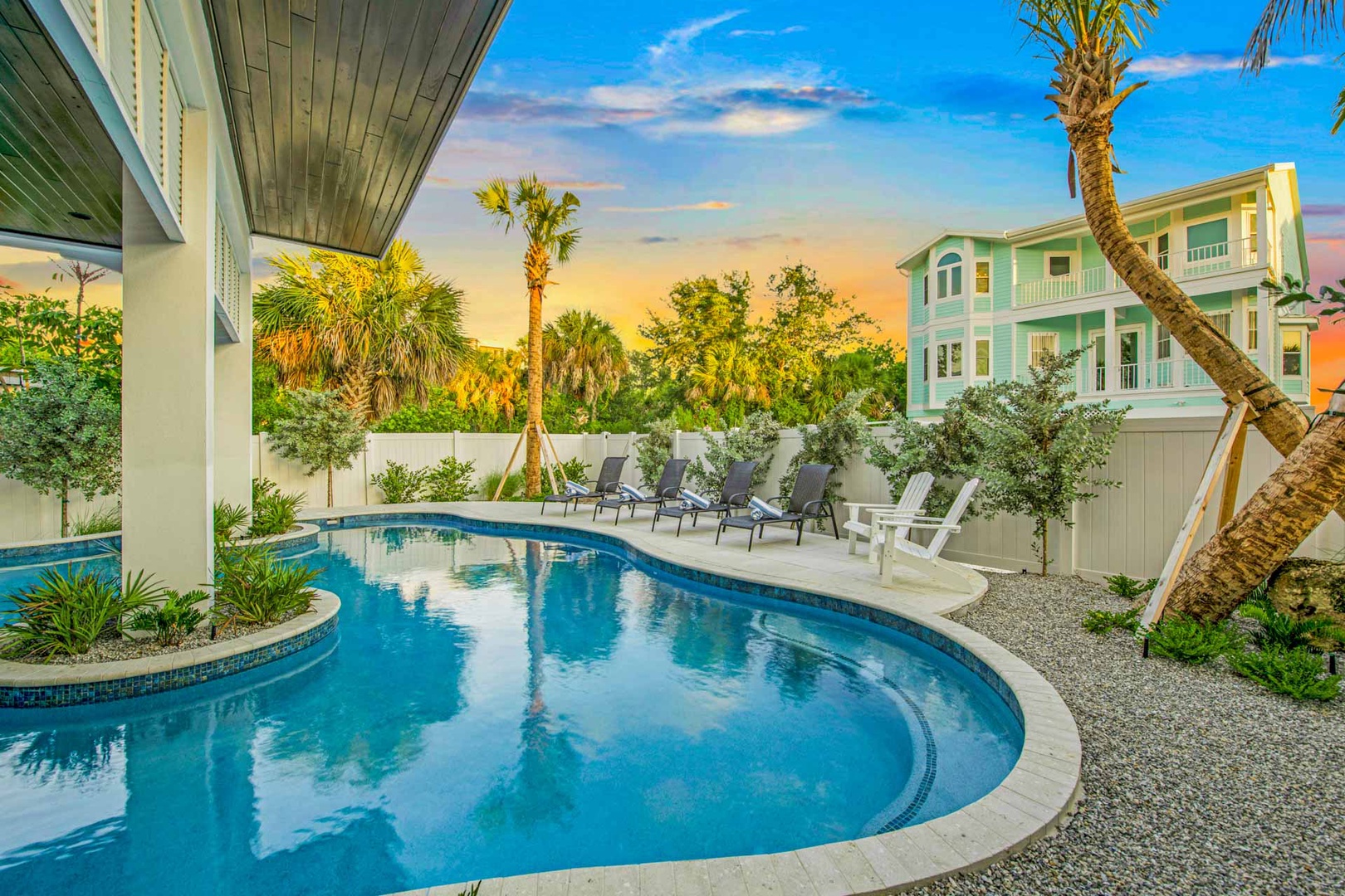 Pool Area at Sunset