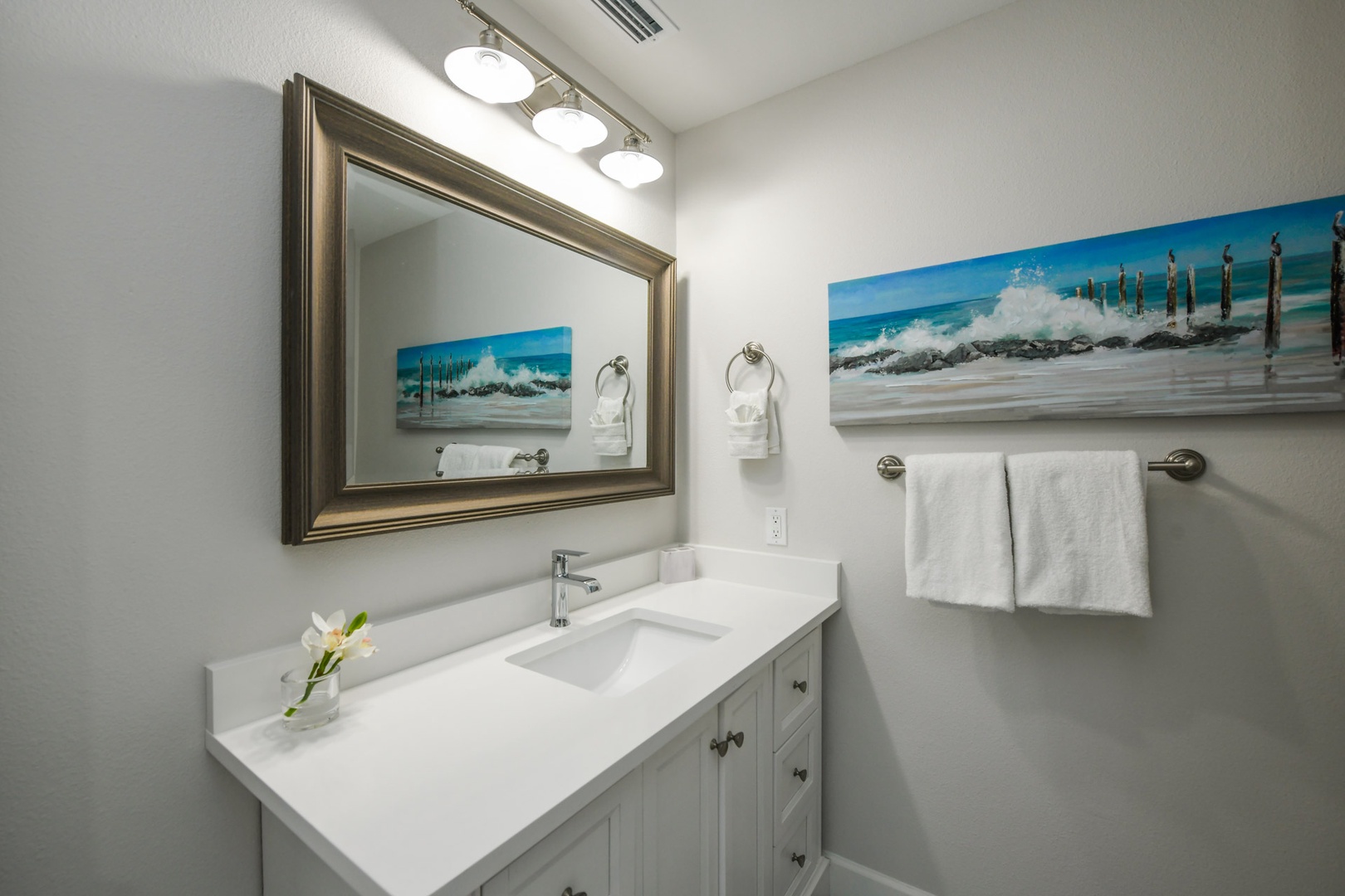 Bunk Bedroom Bathroom with Granite Counter Tops