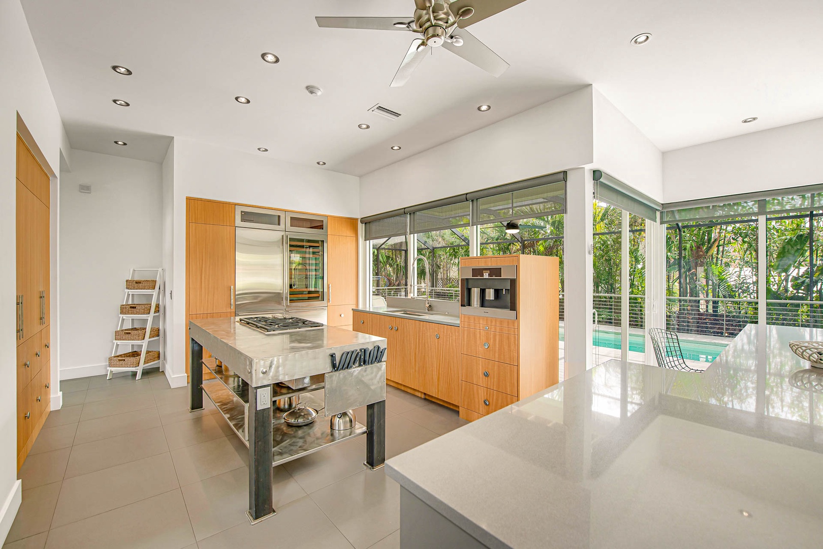 Kitchen with Pool View