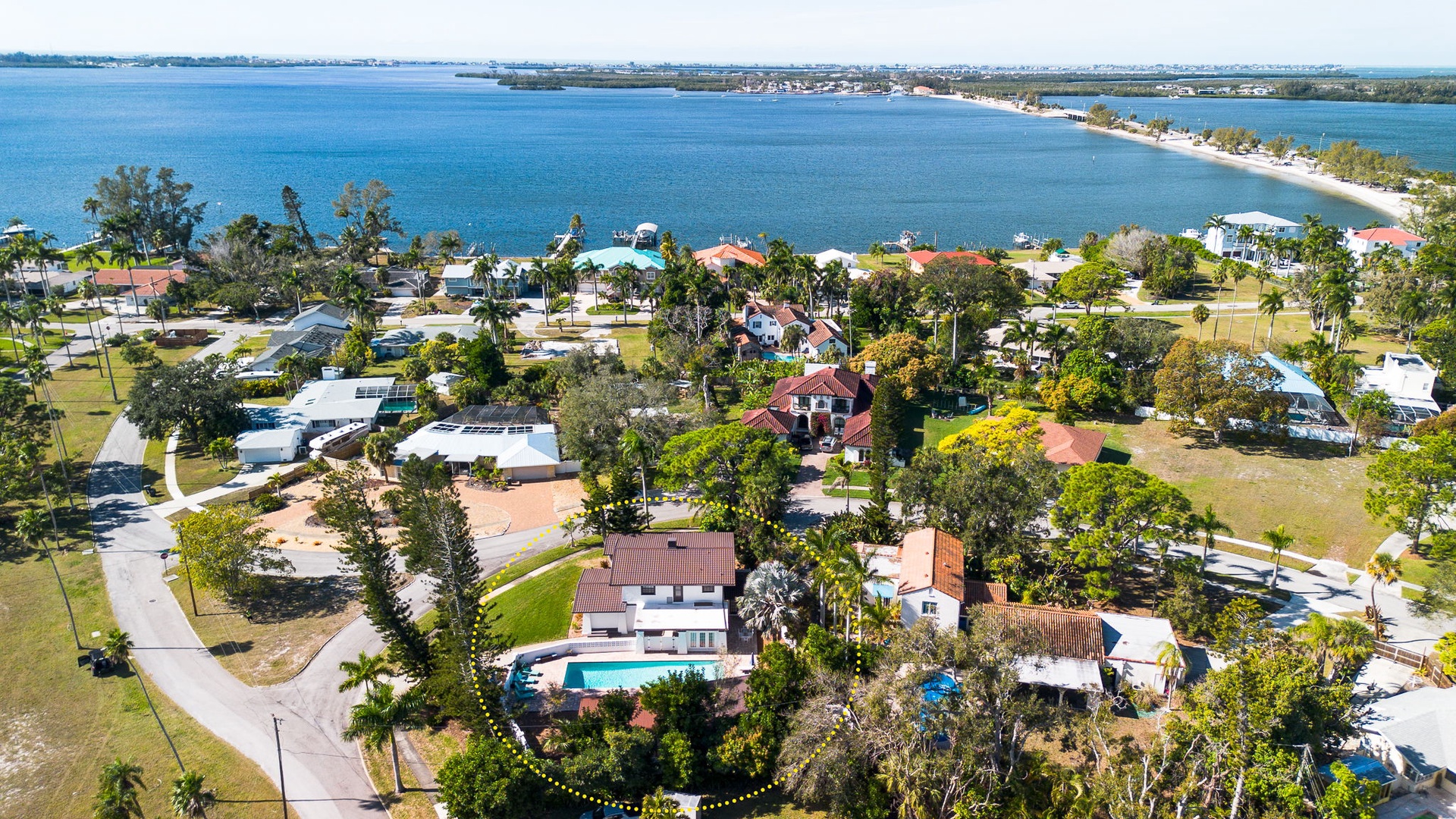 Stunning waterfront neighborhood with pristine bay views and beach access minutes away.