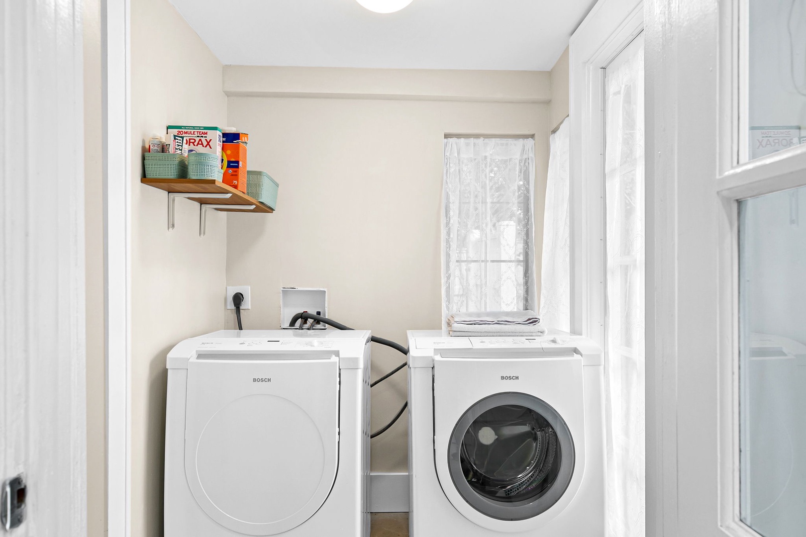 Your dedicated laundry space features a washer and dryer, keeping your clothes fresh throughout your stay.