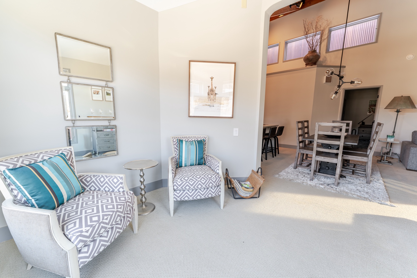 Relax in your stylish living space with comfortable seating, modern decor, and an open layout perfect for unwinding after exploring.