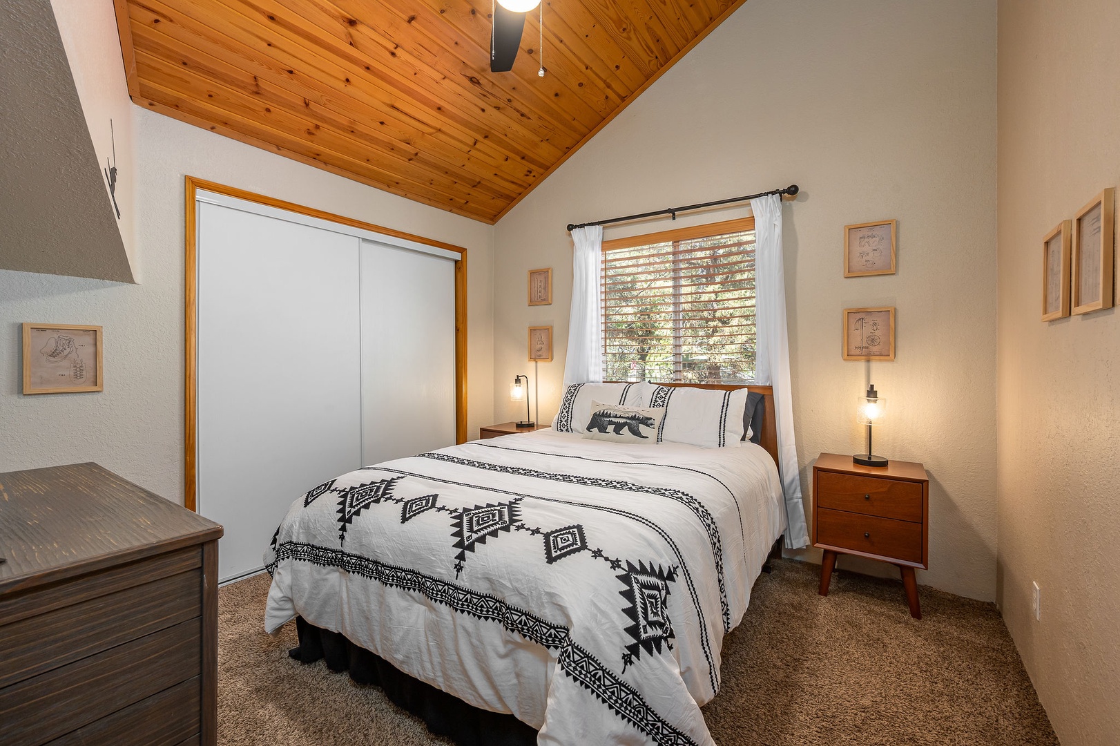 Bedroom 3: The Ski Lift Room with adorable art to match!