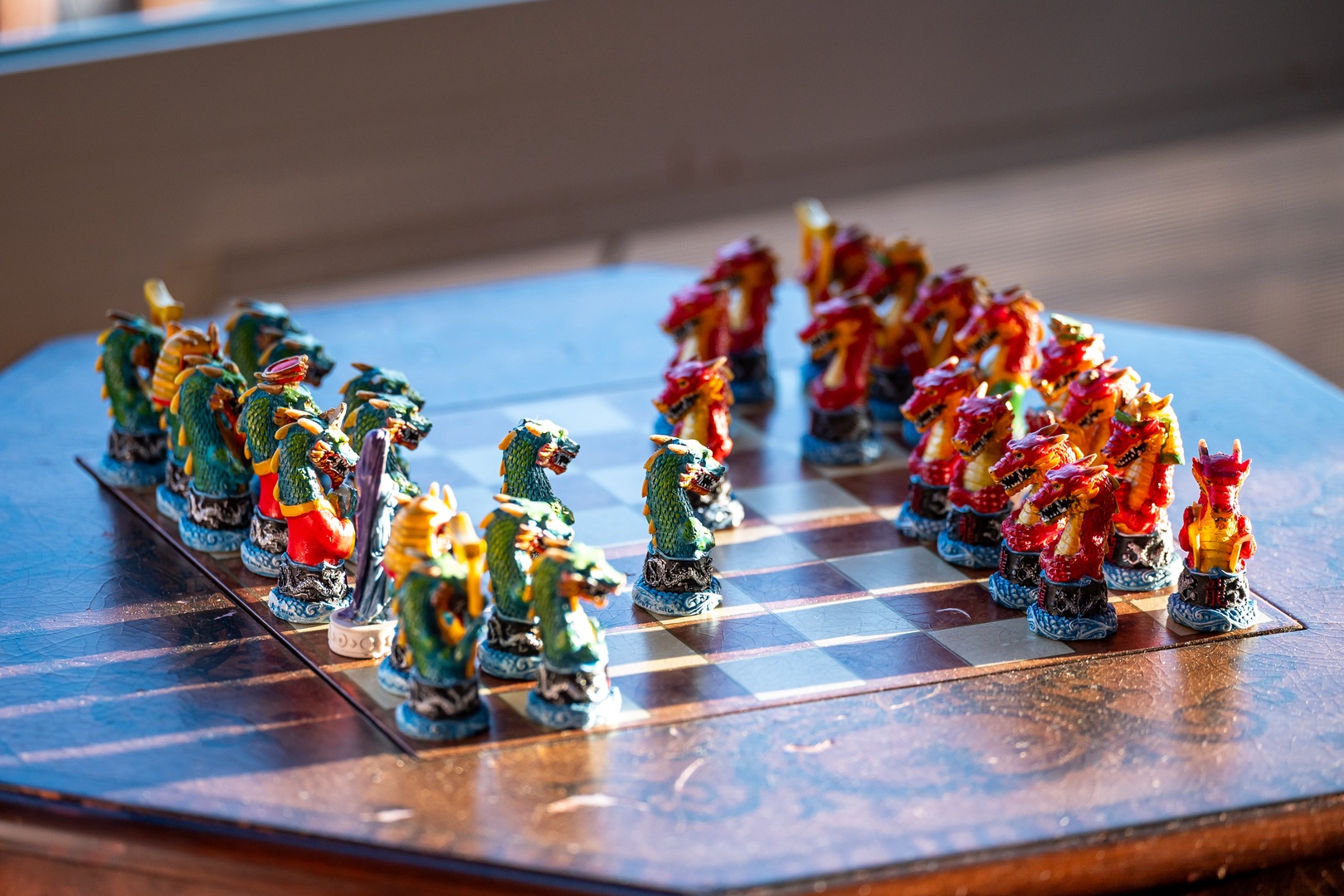Challenge yourself with this stunning dragon-themed chess set, where mythical creatures bring your strategic battles to life.