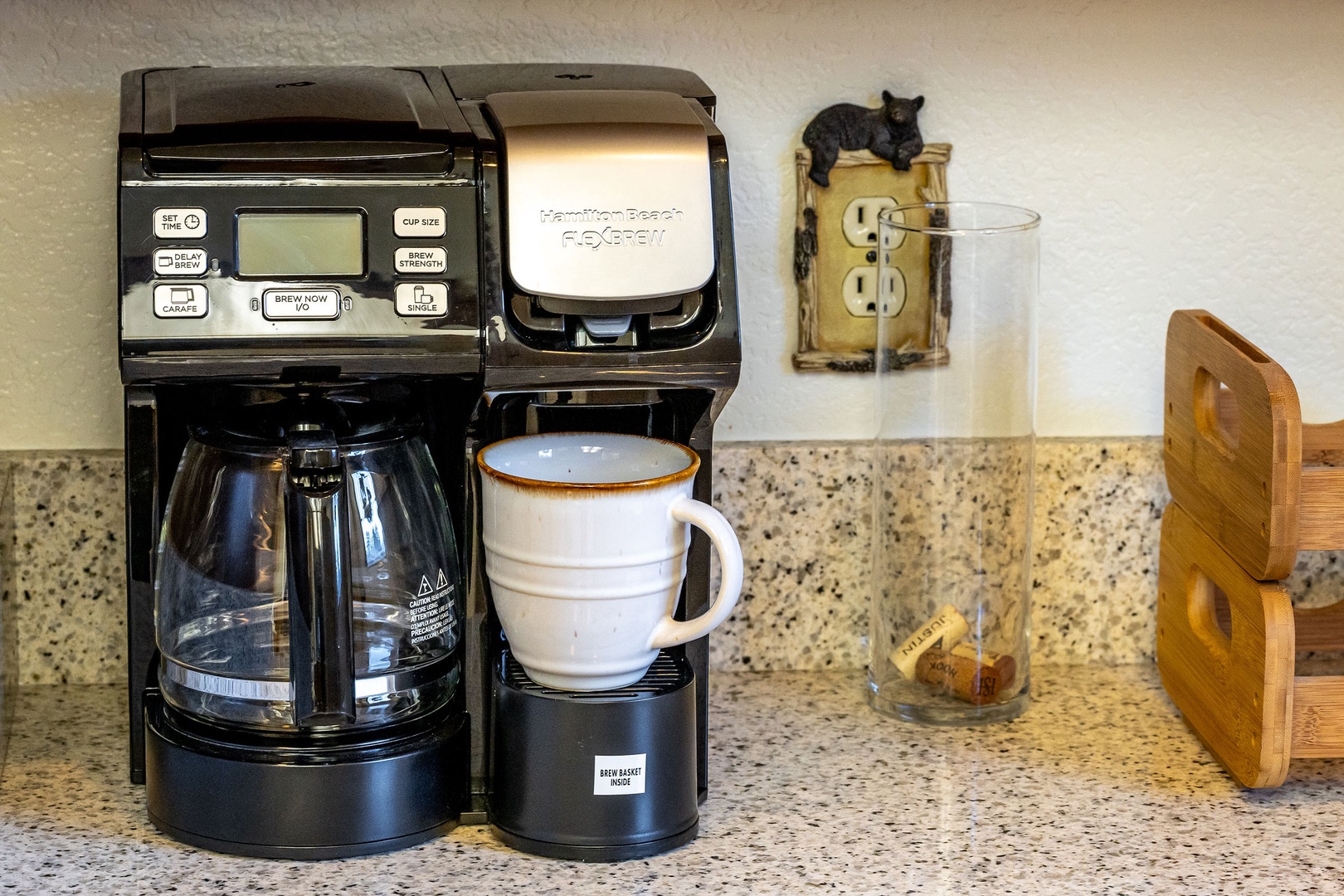 Start your mornings with fresh coffee from your dual-brew coffee maker, perfect for both single cups and full pots to fuel your day.