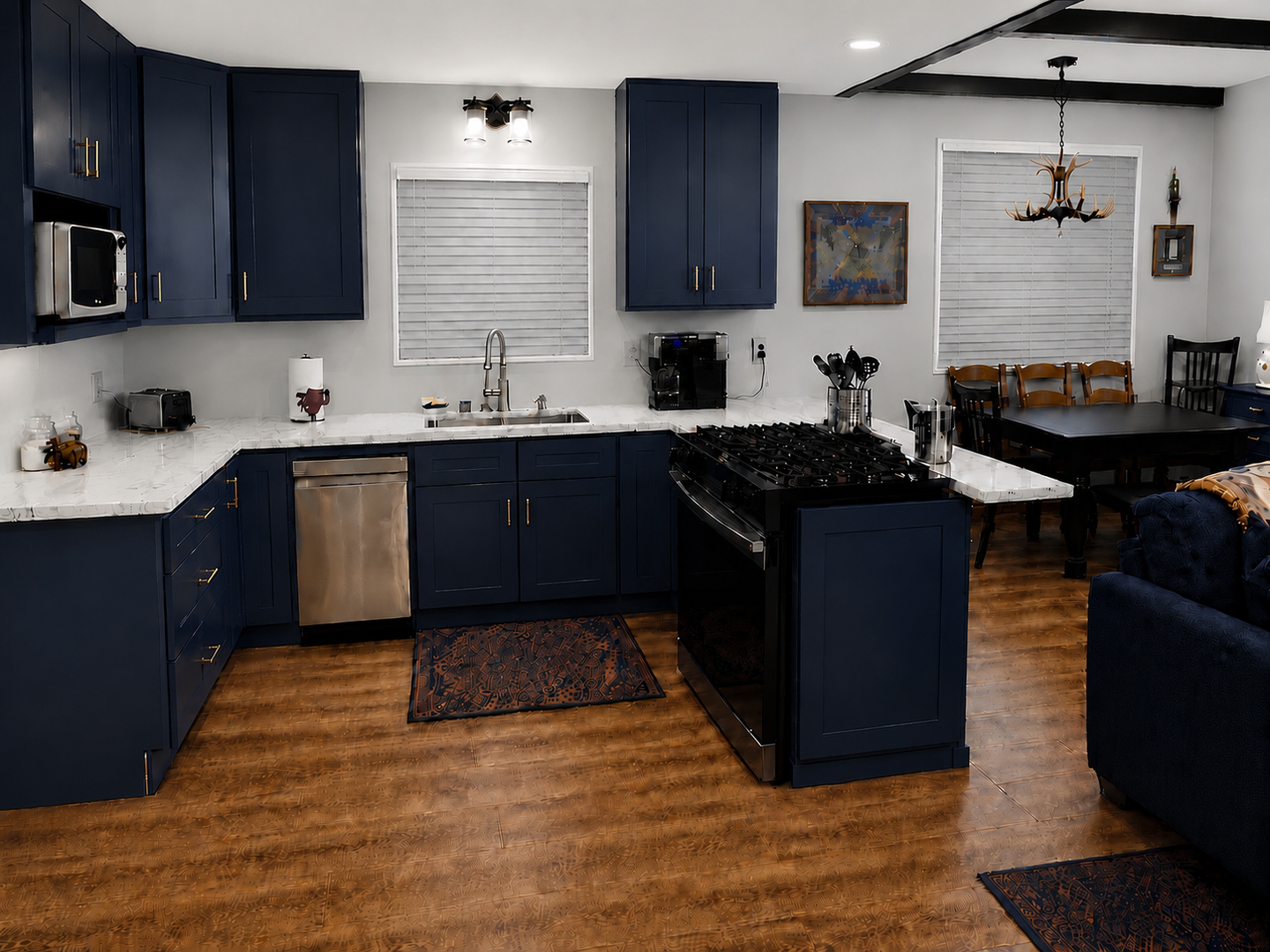Beautifully remodeled kitchen, ready for morning coffee or evening feasts!