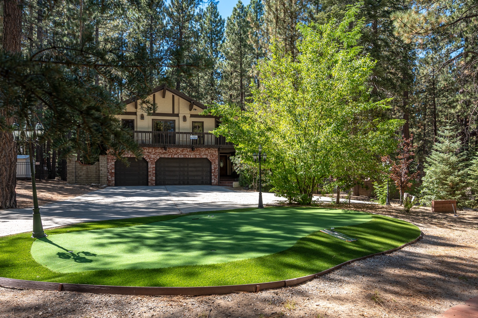 A putting green welcomes you to the estate.