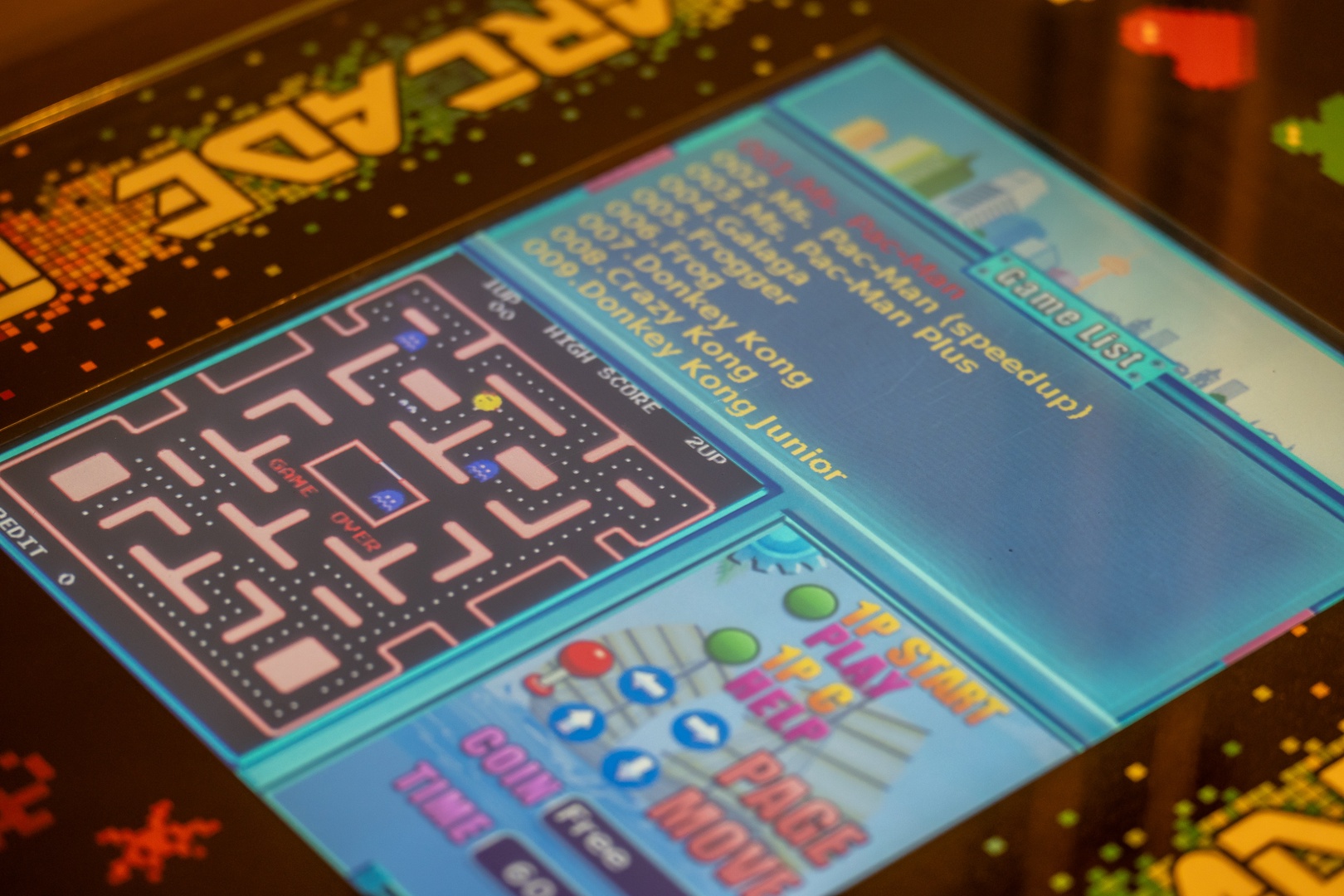 Classic arcade cabinet featuring iconic retro games and high score leaderboards, bringing nostalgic entertainment to your gaming experience.