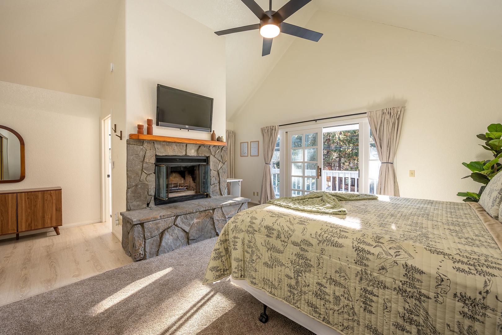 Cozy primary bedroom fireplace, perfect for relaxing