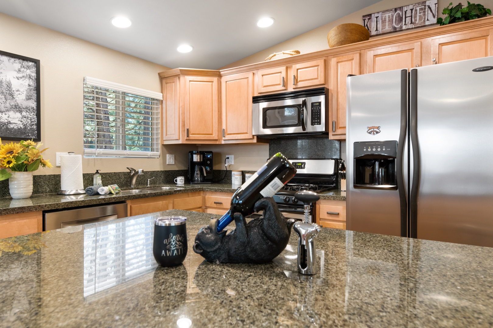 Your fully equipped kitchen features granite countertops, stainless steel appliances, and everything you need to prepare memorable meals during your stay.