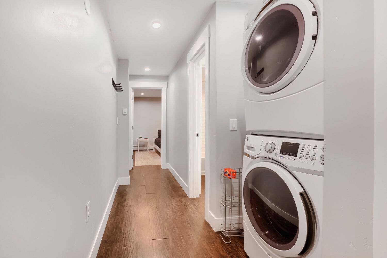 Full-size washer and dryer make your stay easy and convenient—toss in a load whenever you need to, without leaving the comfort of home.