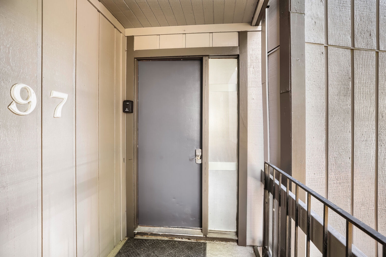 The private entrance to unit 97, offering a secure and easy check-in for your arrival at the property.