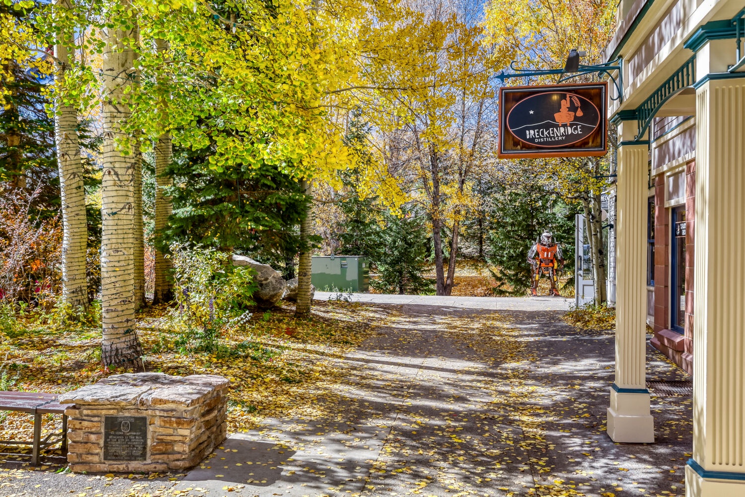 The property sits in a charming historic district where golden autumn leaves blanket tree-lined streets and local character shines through every corner.