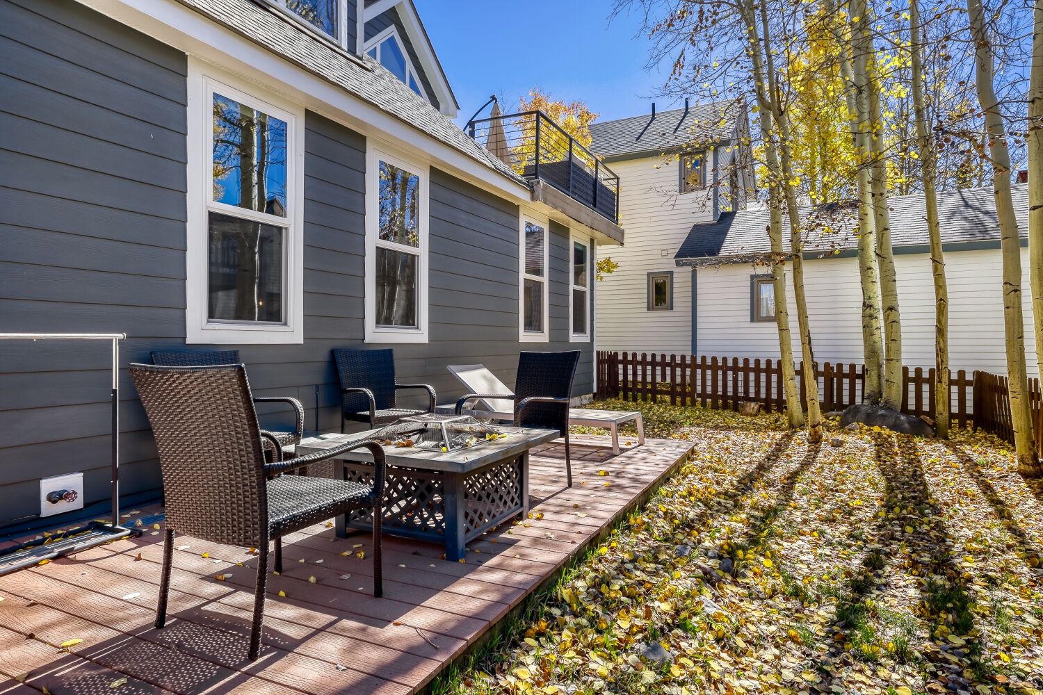 A peaceful outdoor retreat where you can enjoy morning coffee or evening conversations surrounded by golden autumn foliage and mountain air.