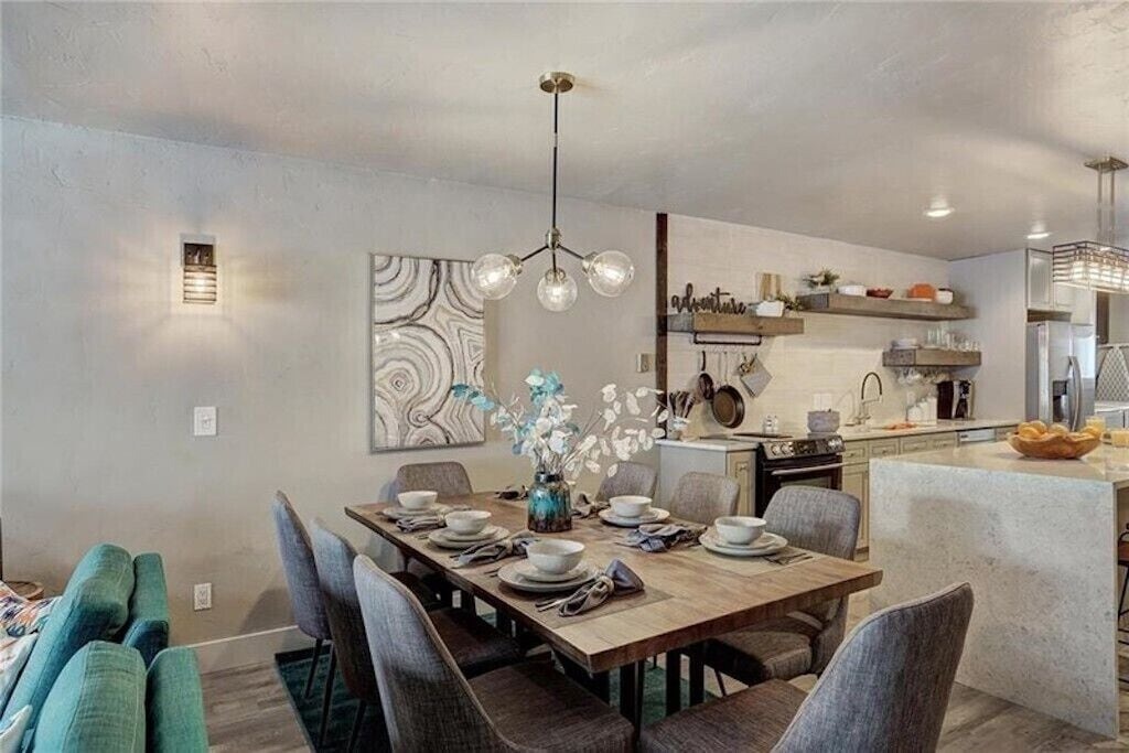 Your open dining room flows seamlessly into the kitchen, perfect for sharing meals and conversation in this beautifully appointed space.