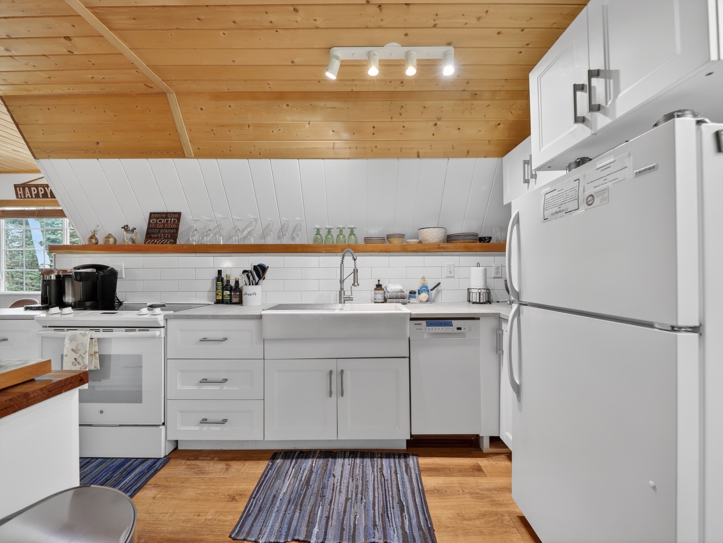 Fully equipped galley kitchen with everything you need to cook and gather