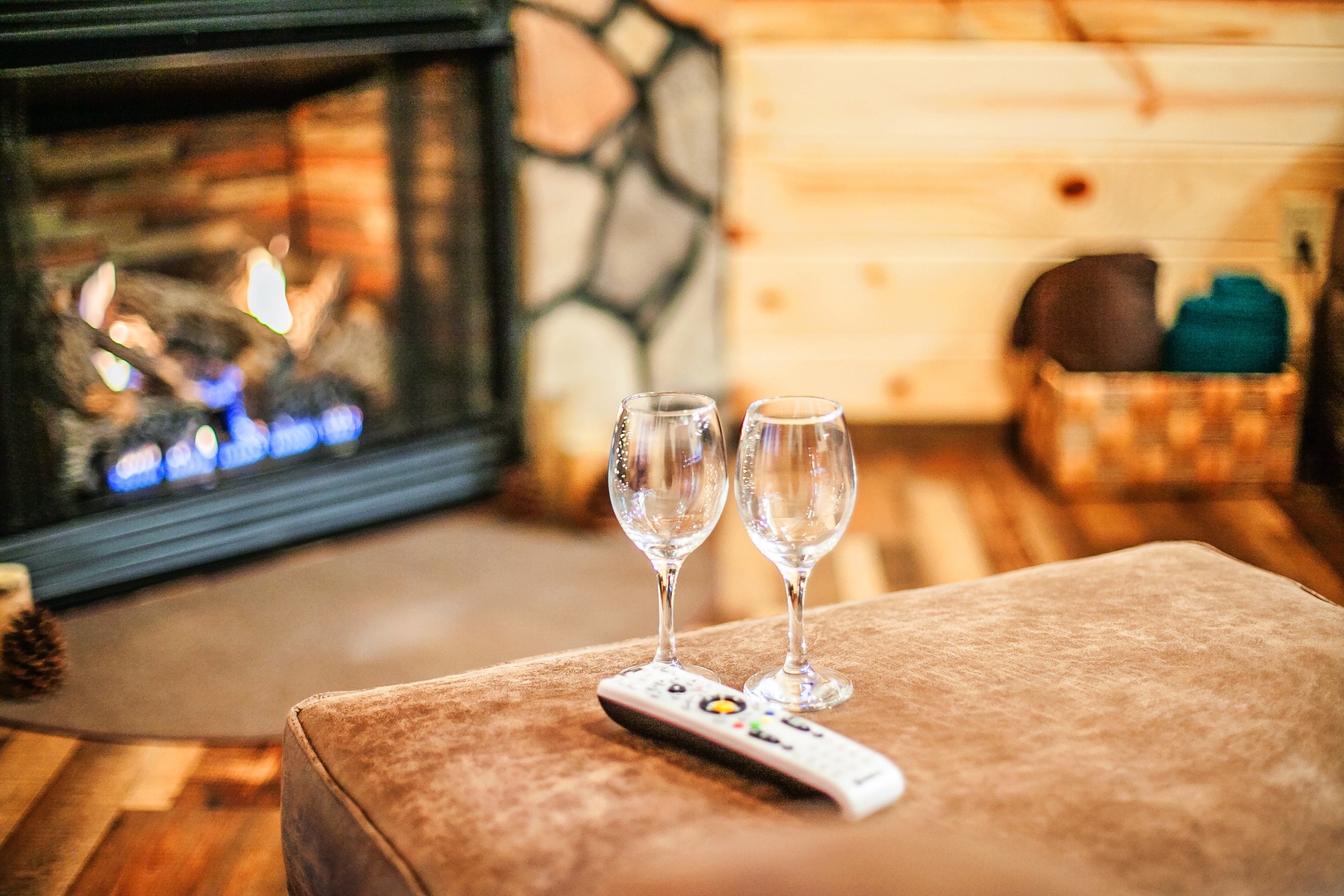 Picture yourself unwinding by the fireplace's warm glow, wine glasses ready for your evening ritual of pure relaxation.