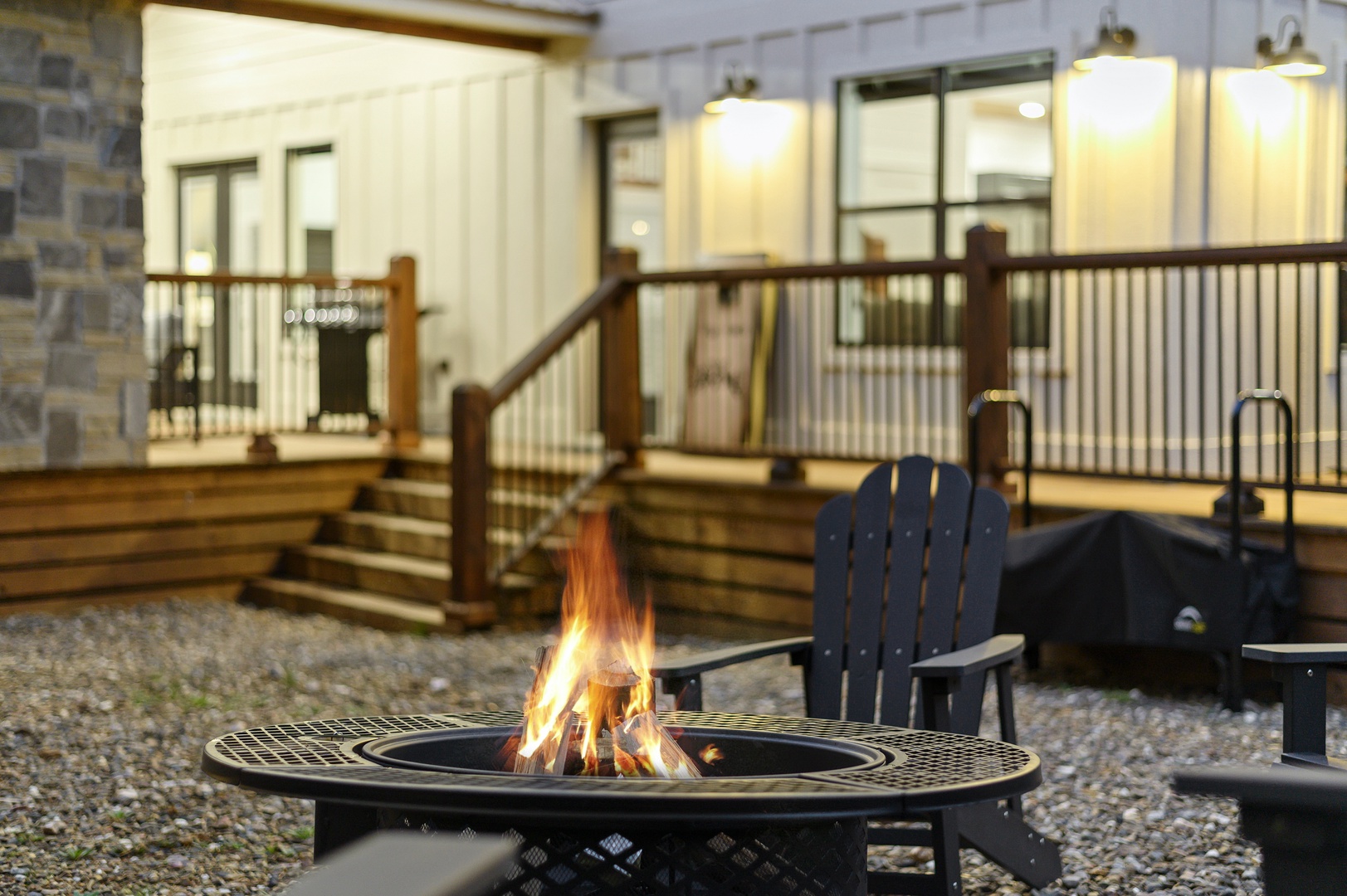 Gather around your private fire pit as flames crackle and warmth fills the evening air, creating perfect moments under the stars.