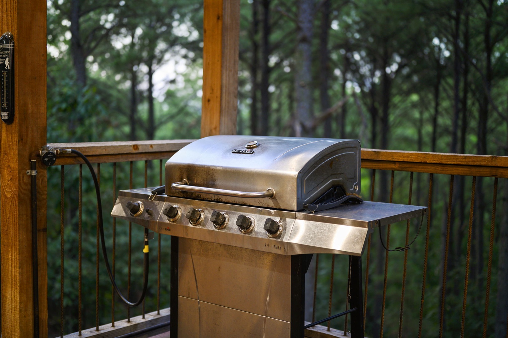 Fire up the grill and breathe in that fresh forest air—your private deck is ready for an unforgettable cookout surrounded by nature.