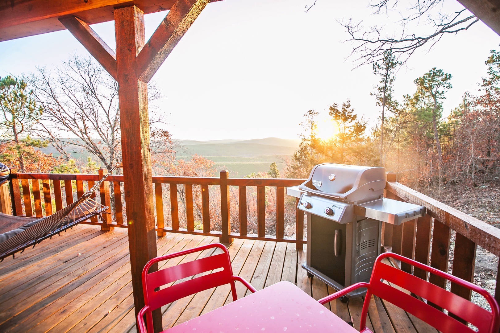 Wake up to stunning mountain views from your private deck, where morning coffee and sunset grilling create perfect vacation moments.