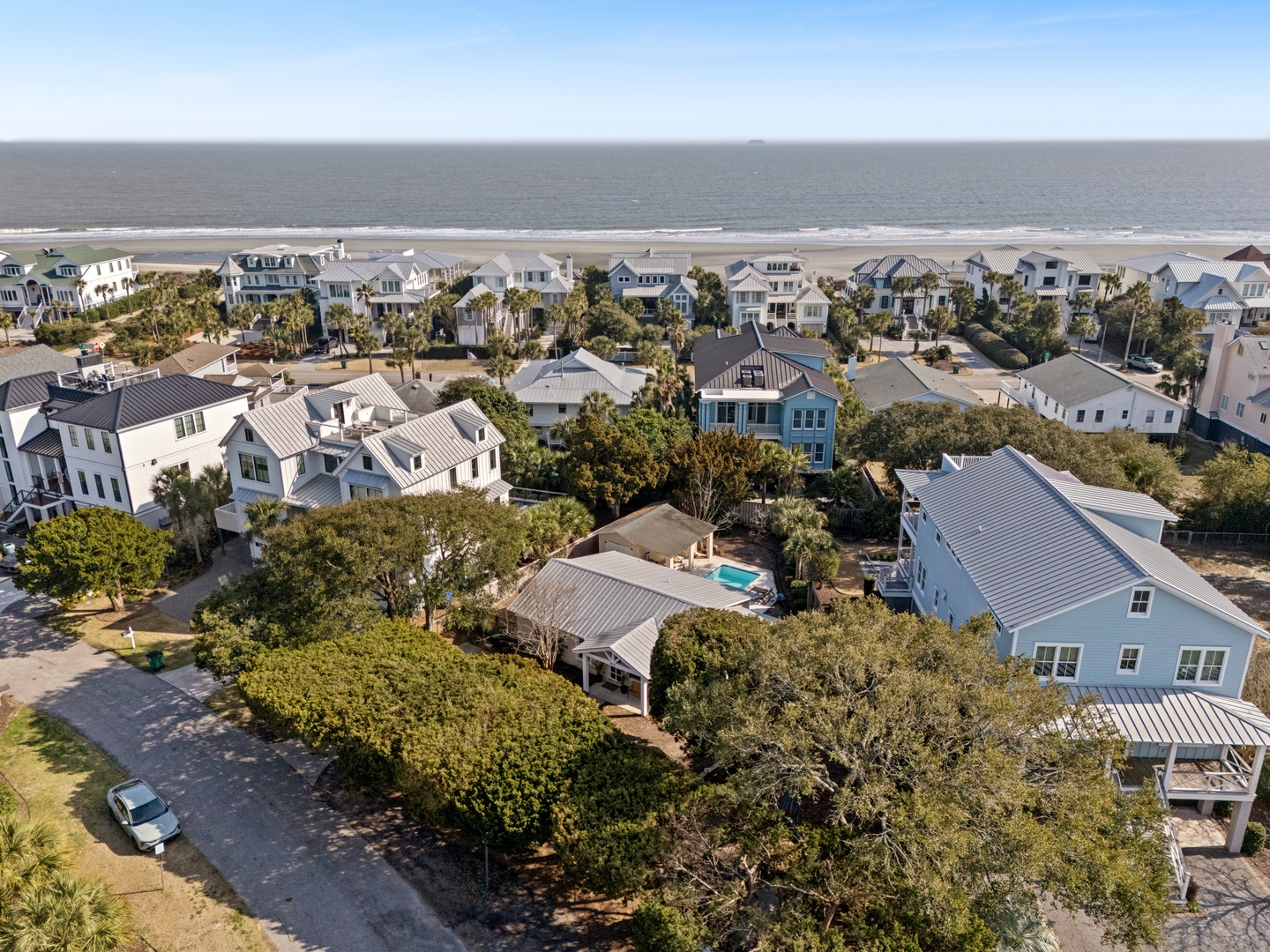Aerial view Camp Carolina in center of photo the beach is just steps away
