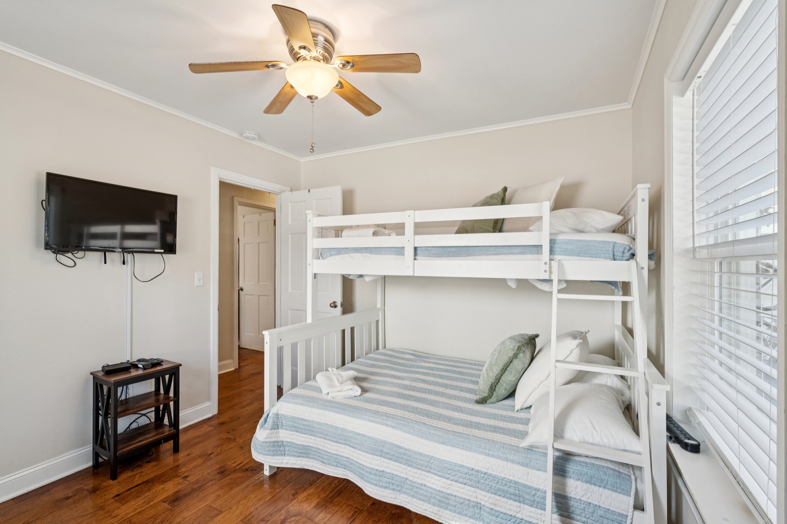 Your kids will love these cozy bunk beds, perfect for fun sleepovers and comfortable nights.