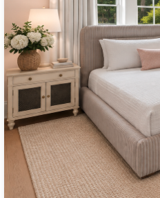 Sink into plush bedding and enjoy the soft lighting that makes your bedroom feel like a peaceful sanctuary. The elegant nightstand keeps your essentials close at hand.
