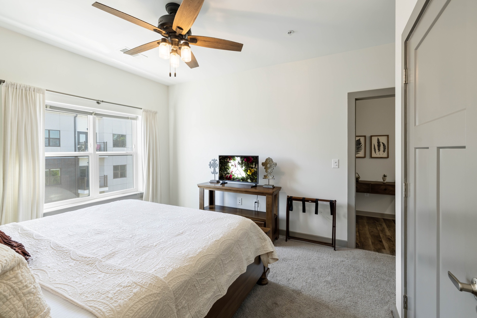 Unwind with your favorite shows or movies on the bedroom TV from the comfort of bed.