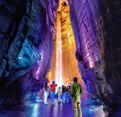 Dramatic purple and gold lighting illuminates the narrow canyon walls of this stunning natural landmark, creating an unforgettable backdrop to your stay.