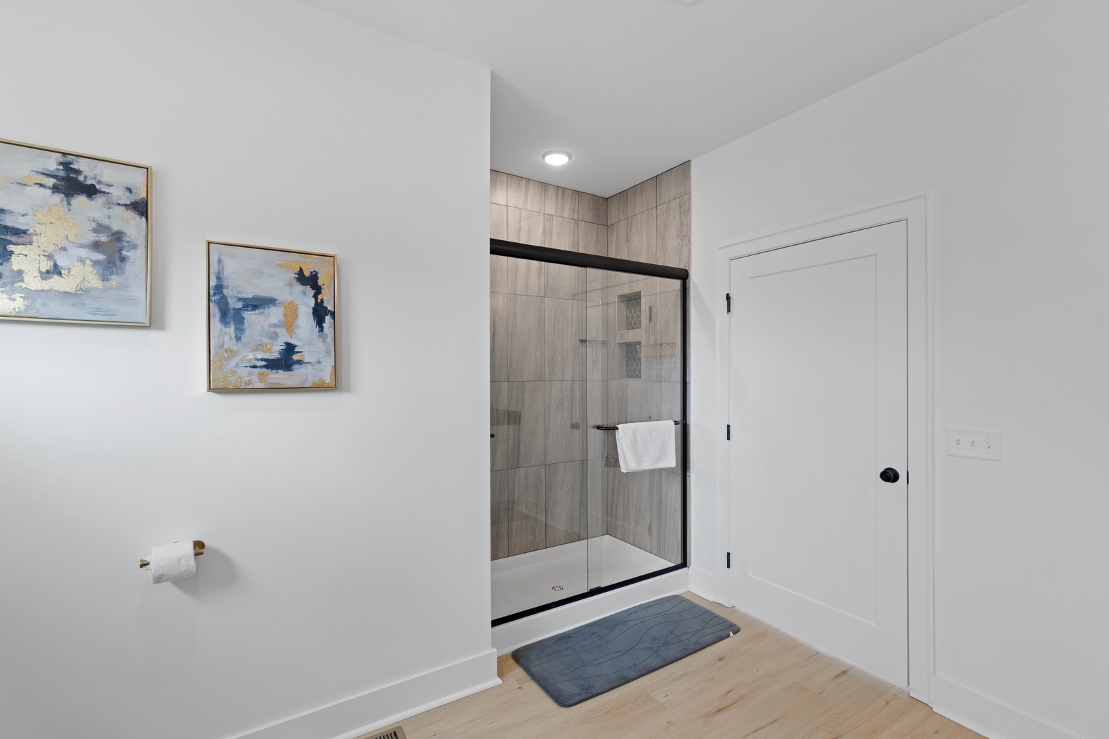 Freshen up in the spacious walk in shower