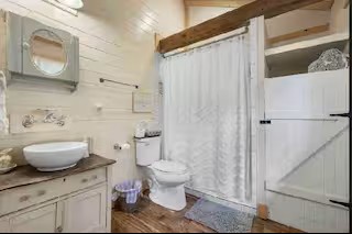 Enjoy a bright and inviting bathroom stocked with the essentials you need for a comfortable stay.