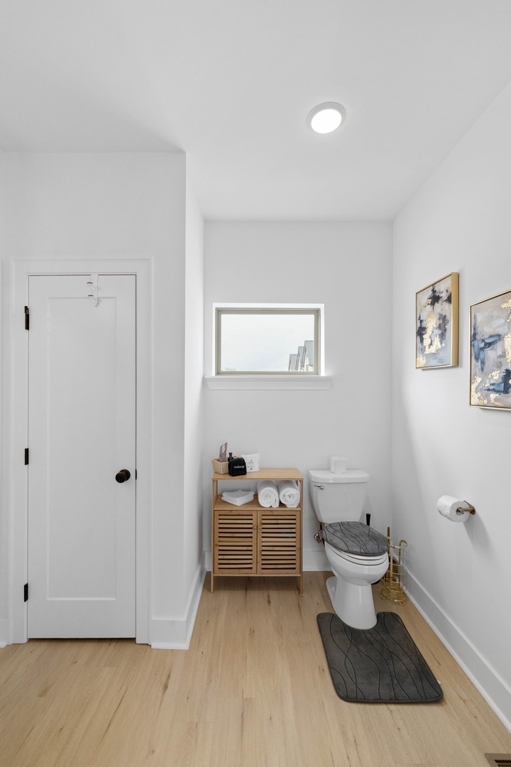 Enjoy a clean, comfortable full bathroom with everything you need to freshen up and get ready.