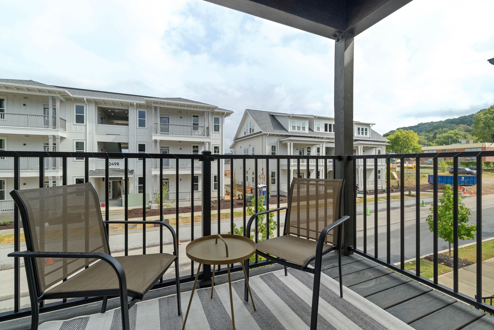 Enjoy outdoor seating on the balcony