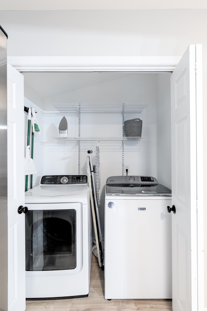 Washer, dryer, iron, ironing board